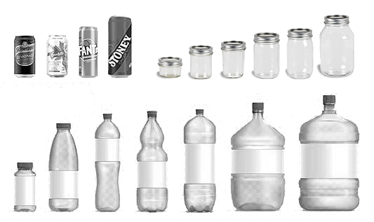 bottles jars cans bw